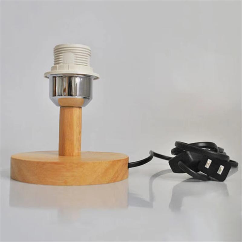 Circular Solid Wooden Base Holder with Cord On Off Switch for Table Lamp,plug In E27 Lamp Bedside Lamp Holder for Home Lighting