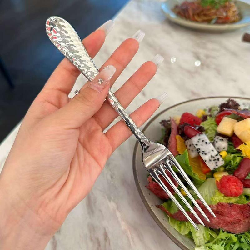 Edelstahl Abendessen Gabel Lange Griff Tisch Gabeln Set Koreanische Besteck Vier Zinken Salat Dessert Obst Gabeln Küche