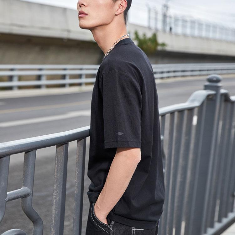 Li-Ning Sports Fashion Series Round Neck Pullover Short Sleeve T-Shirt Men Tops Black AHSR403-2