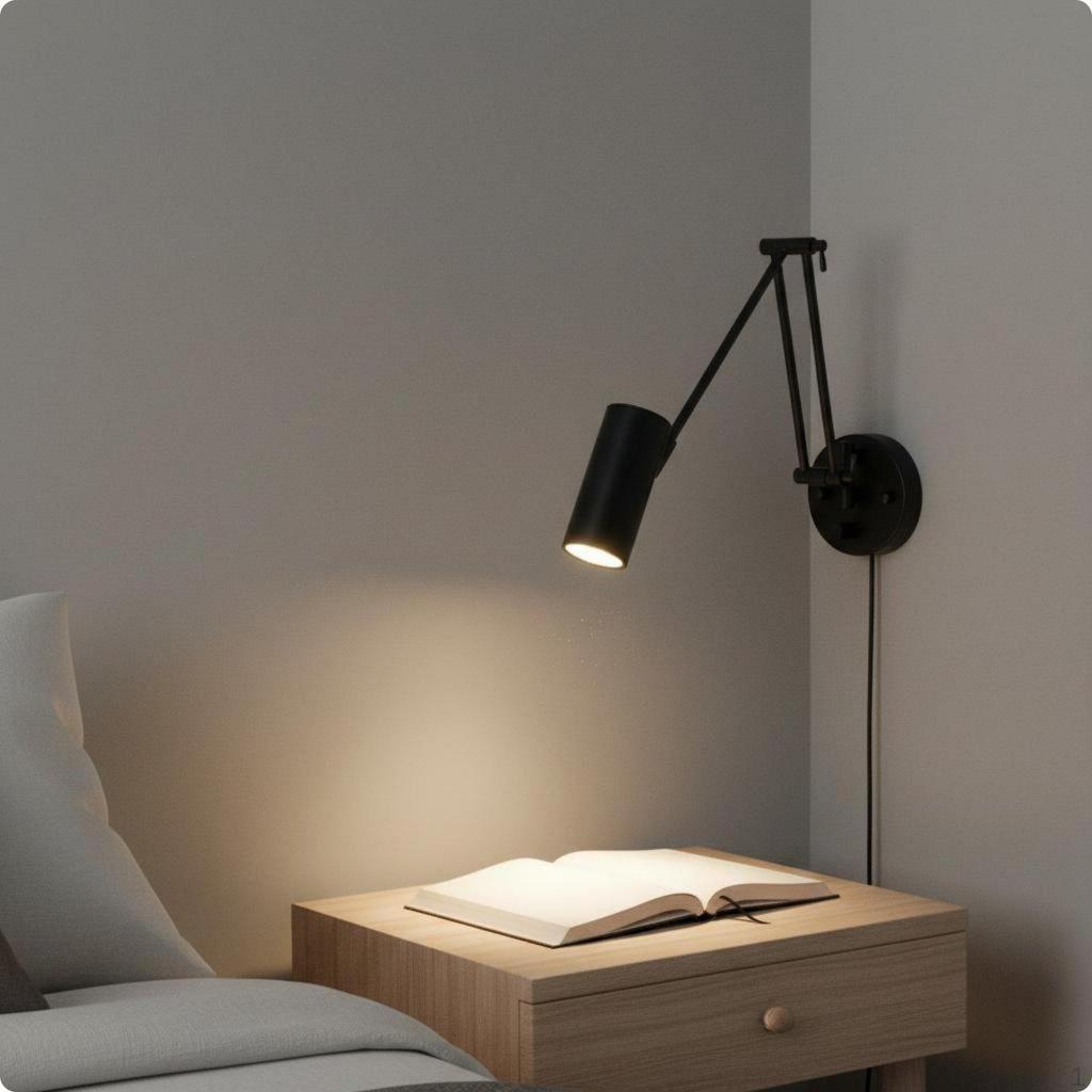 Adjustable Swing Arm Lamp Foldable Wall Light Retro Reading for Readers,