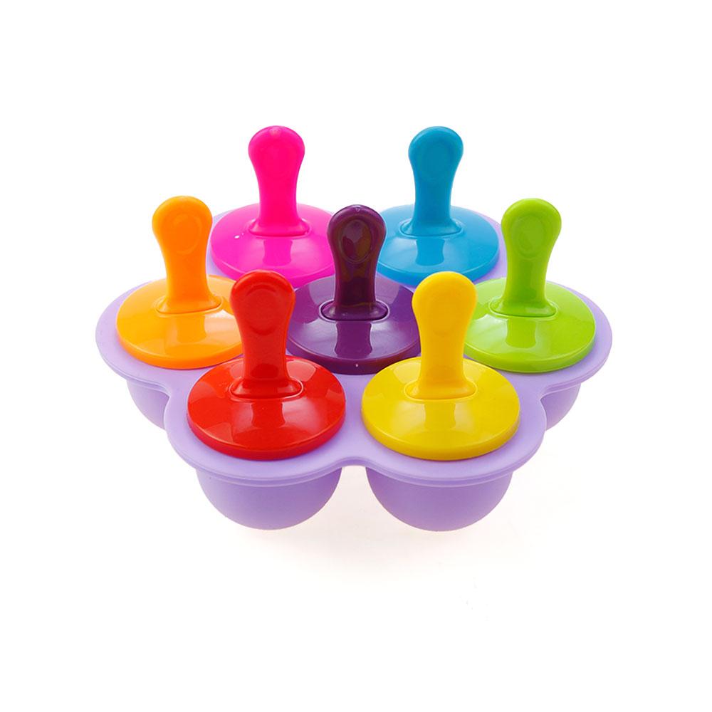 Silicone World 9/7 Holes Popsicle Silicone Molds DIY Ice Cream Pops Mold Ice Tray Children Fruit Shake Complementary Food Box