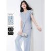 Women's Linen Blend Sleeveless Wide-Leg Pants Set