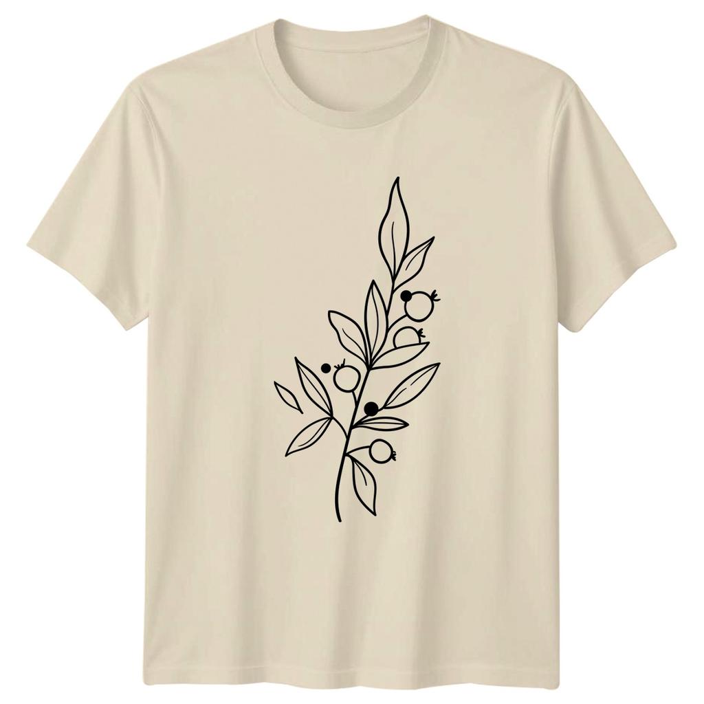 Minimalist Botanical Berry Branch Leaves TShirt Foliage Nature Birthday Gift
