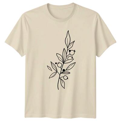 Minimalist Botanical Berry Branch Leaves TShirt Foliage Nature Birthday Gift