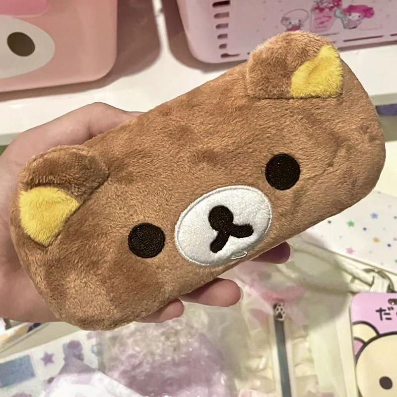 

Кавайный плюшевый чехол для очков Rilakkuma для детей, милый мультяшный медведь, большая вместительность, коробка для хранения солнцезащитных очков, школьные канцелярские товары, подарки