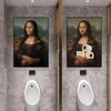 Funny Bathroom Toilet Canvas Painting Mona Lisa Wearing Pearls Girl with Roll Paper Canvas Poster and Prints Posters Home Decor