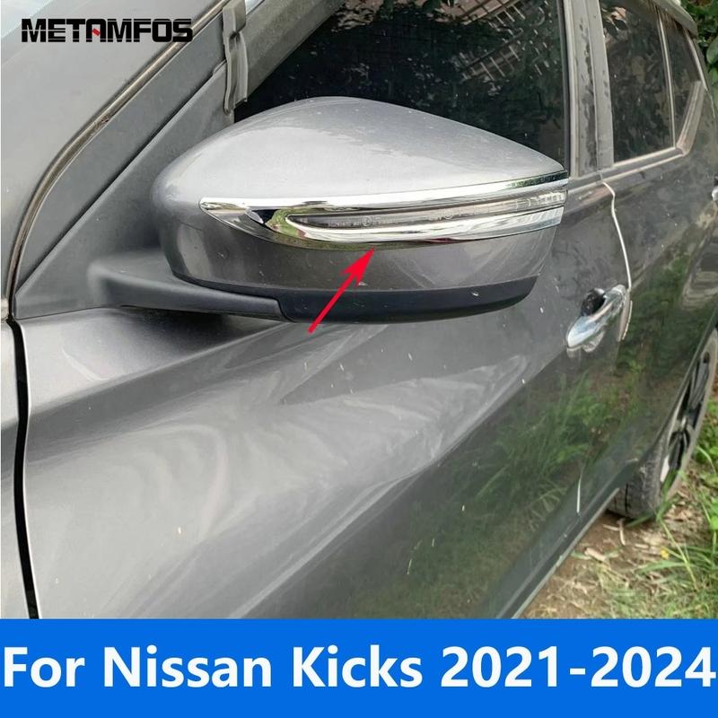 Rear View Mirror Strip For Nissan Kicks - 2024 Chrome Side Door Mirror Molding Trim Exterior Accessories Car Styling