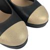 Great CHANEL pumps COCO Mark round toe Black beige leather Women 35 G30389 Used