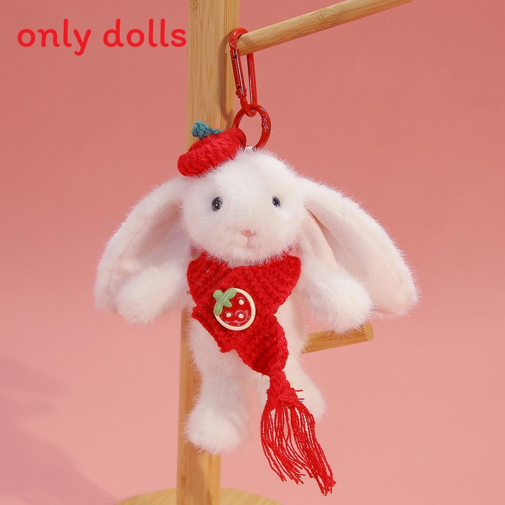 

Plush Rabbit Keychain With Knitted Scarves And Hats Decor For Kids And Giftgiving белый