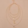 Bohemian, Star Moon Multi-layer Pendant Necklace Metal Female Personality Long Stacked Necklace