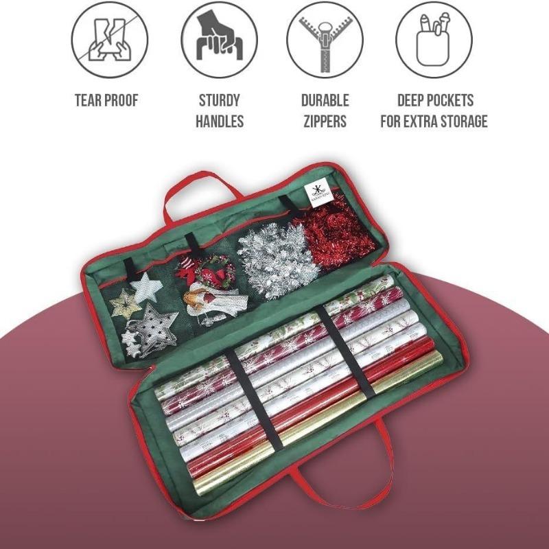 Christmas Wrapping Paper Storage Bag, Double-layer Waterproof Oxford Cloth, Large Capacity, Gift Storage Bag, Household Item