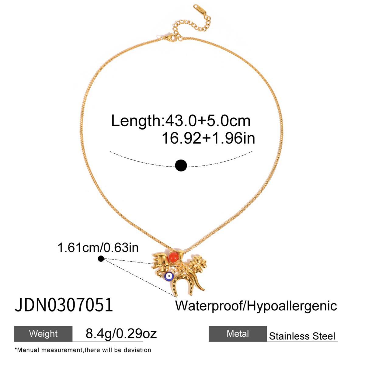 Youthway Horseshoe Elephant Evil Eye Pendant Necklace For Women  Gold Plated Stainless Steel Necklace Fashion Jewelry Gift