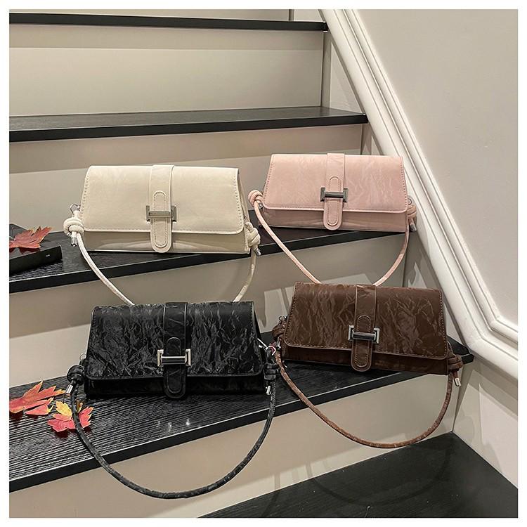 2026 French Minimalist Retro Solid Color Women's Crossbody Shoulder Bag