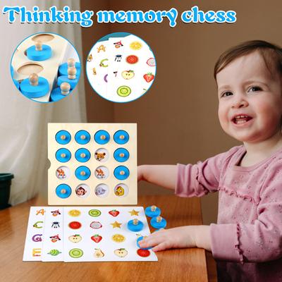 Wooden Memory Chess Children's Educational Memory Pairing Table Game Toy