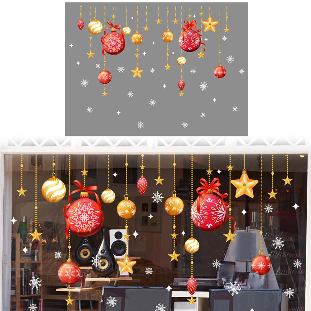 PVC Christmas Window Stickers Featuring Snowflakes and Balls for Seasonal Home Decoration on Windows and Walls