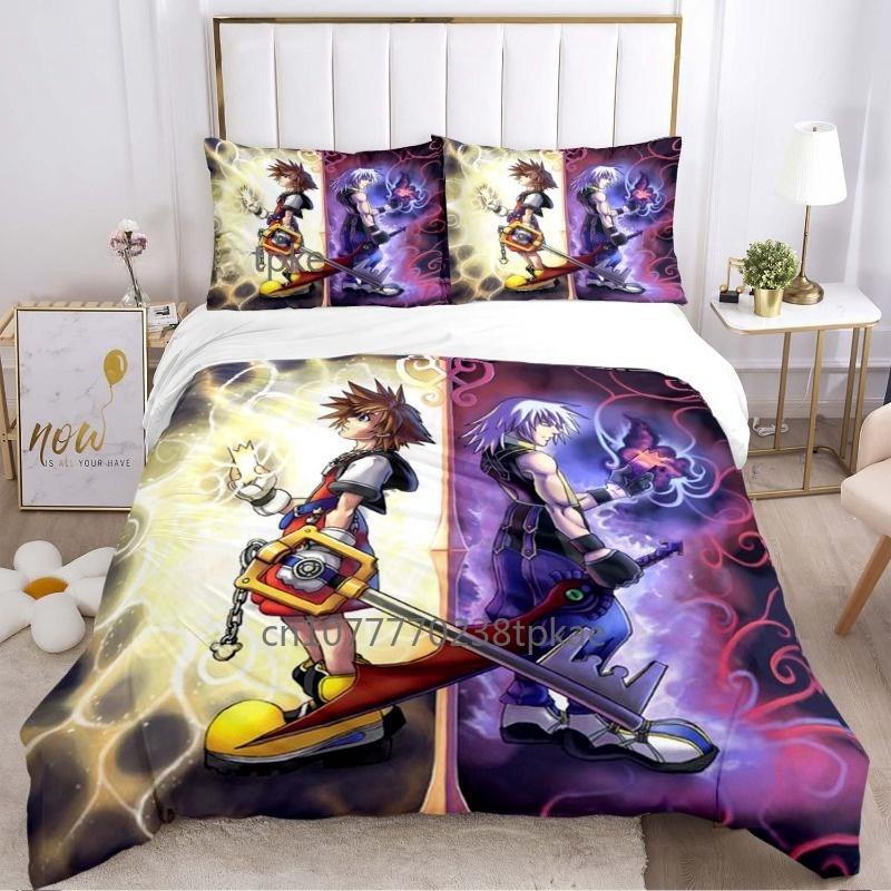 Fashion 3d Print Anime Game Kingdom Heart Bedding Set Single Twin Full Queen King Size Bed Set Adult Kid Bedroom Duvetcover Sets