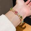 French Zircon Oval Cross Flower Clasp Bracelet - Retro Court Style, Light Luxury Jewelry