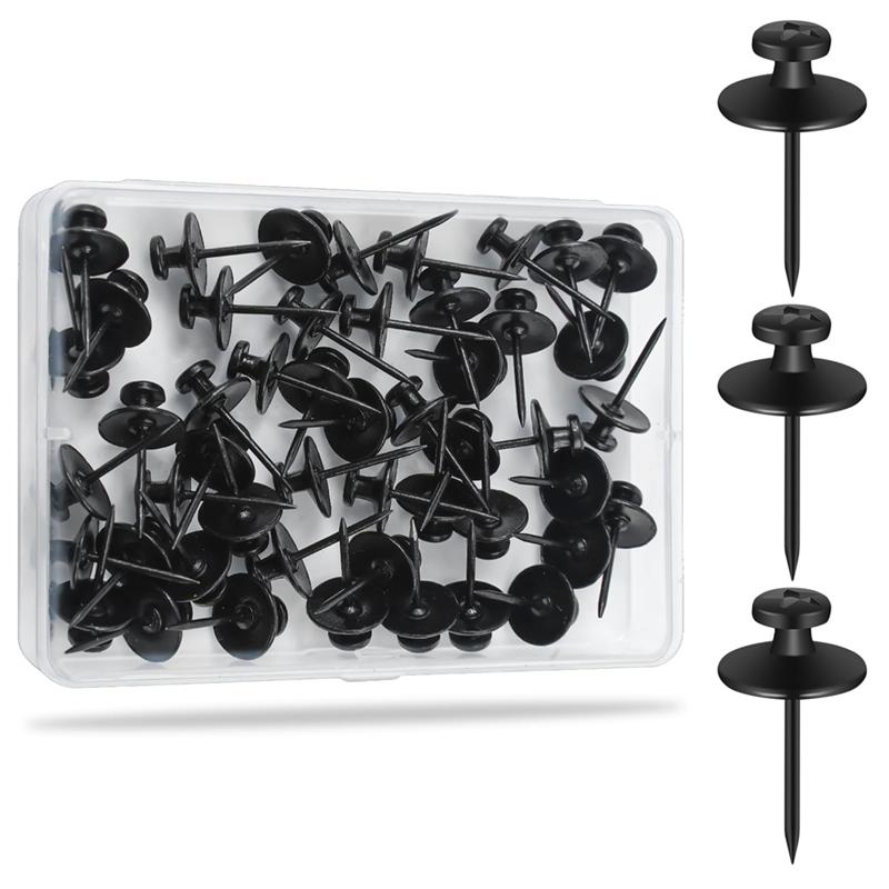 

A23I-60Pcs Double Headed Nails For Hanging Pictures, Wall Hangers Without Nails Thumb Tacks For Wall чорний