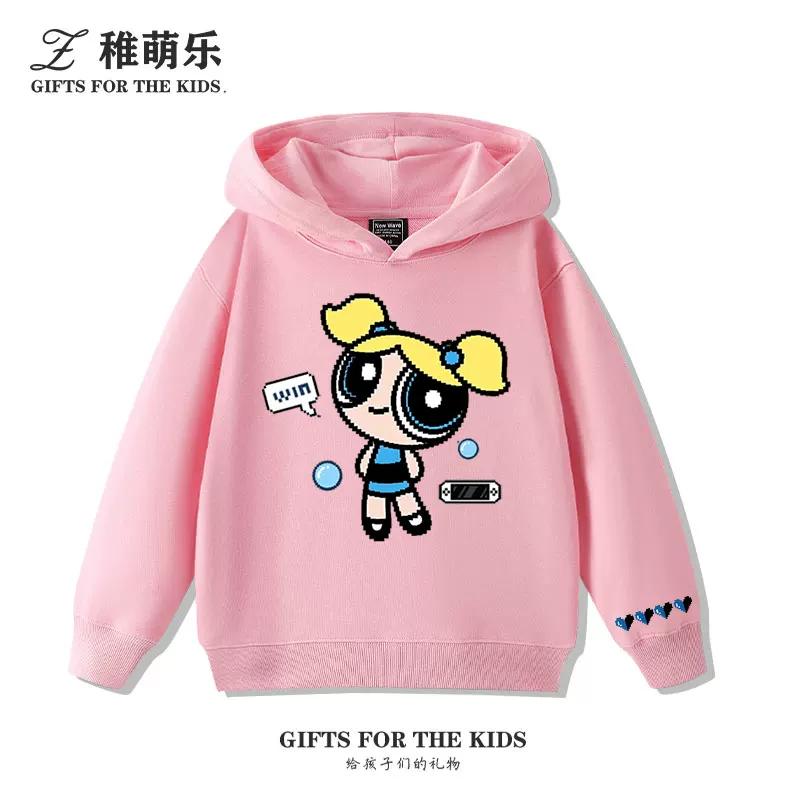 Cute Cartoon Girl Print Kids' Hooded Sweatshirt – Soft, Loose-Fit Pullover for Autumn & Winter – Warm, Casual Top for Boys and Girls