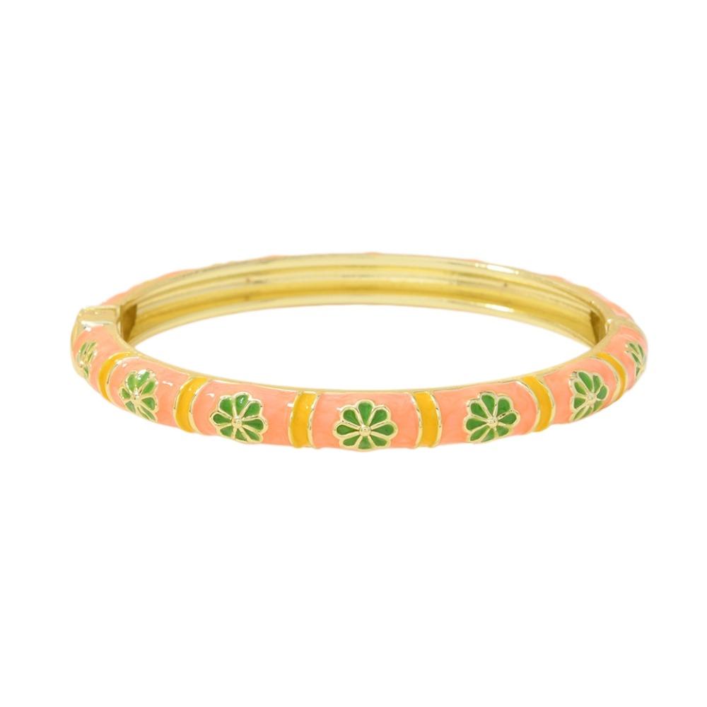 Colorful Vintage Cloisonne Bangle Enamel Floral Traditional Chinese Flower Bangle Chinese Small Petal Women s Hand Bracelet оранжевый