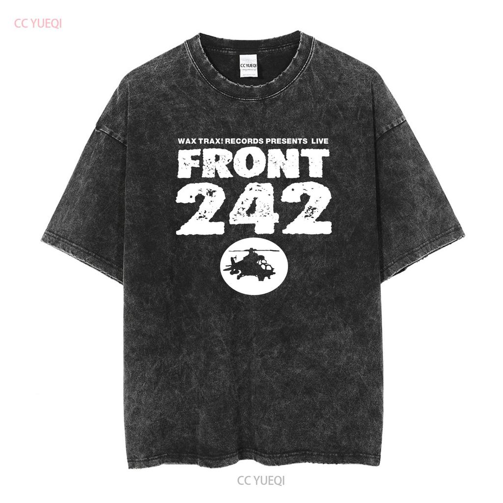 Vtg Front 242 Band World Tour Country Music Black T Shirt Vintage Washed Fashion Graphic Homme Stylish Top For Everyday Wear