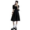 Summer black short-sleeved dress for women, small first love, waist and thin design sense French retro Platycodon niche