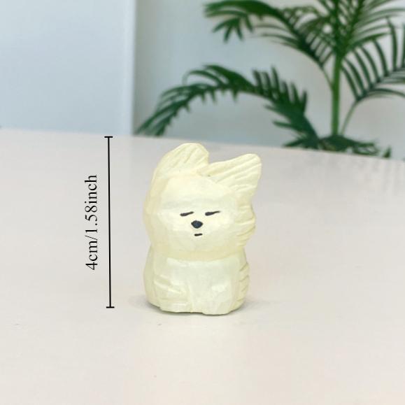 2pcs Cute little dog handmade wood carving home office desktop decoration car decoration gift fun breeze blowing puppy figurine