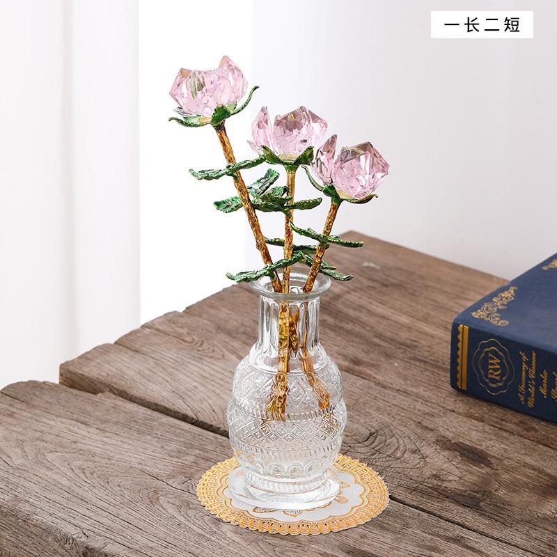 Mother's Day Crystal Crafts Rose Ornament Valentine's Day Girlfriend Wife Holiday Gifts Living Room Ornaments
