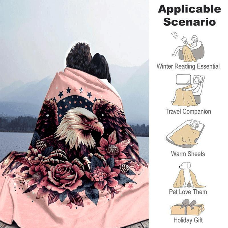 1pc Eagle Printing Lightweight Flannel Blanket, Comfortable and Warm Blanket, for Camping Sofa Bed and Couch Office, in All Seasons
