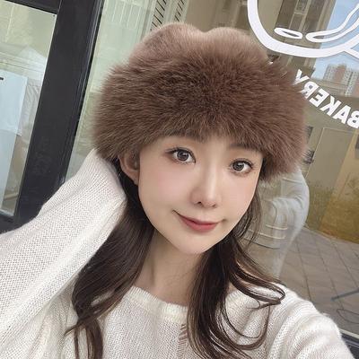 New Plush Hat Autumn and Winter Imitation Leather Fur Thickened Mongolian Hat Men and Women The Same Foreign Style Warm Women's Hat