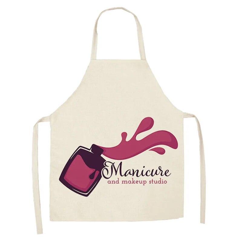 Nail Polish Themed Printed Apron Unisex Dinner Bib Kitchen Cooking Baking Apron Cleaning Accessories