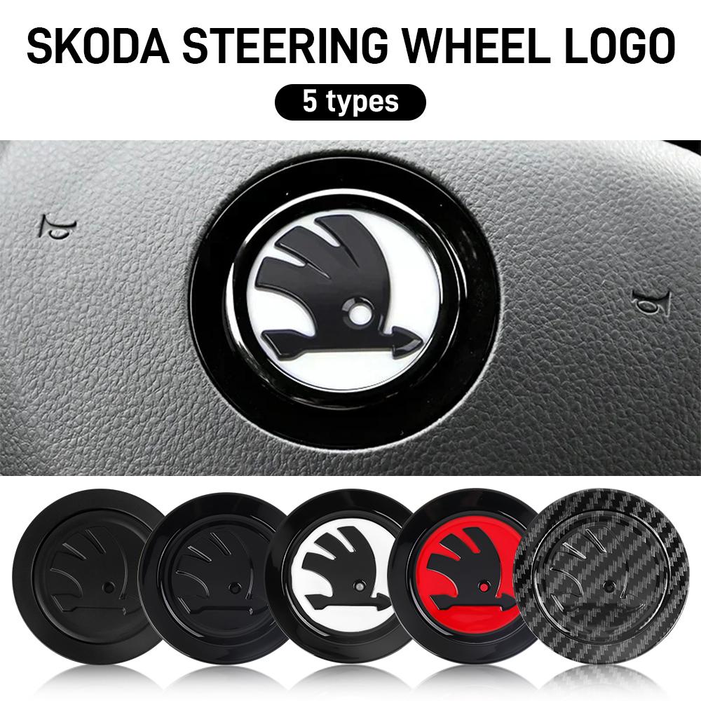 Carbon Fiber Car Steering Wheel Badge Sticker Inner Modified Decal For Skoda Kodiaq Octavia Enyaq Kamiq Scala Rapid Superb Karoq
