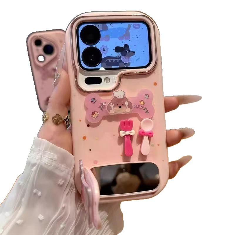 Tableware Puppy Is Suitable for Apple 17PROMAX Mobile Phone Case 15/16 Huawei Honor Mobile Phone Case All-inclusive Case.
