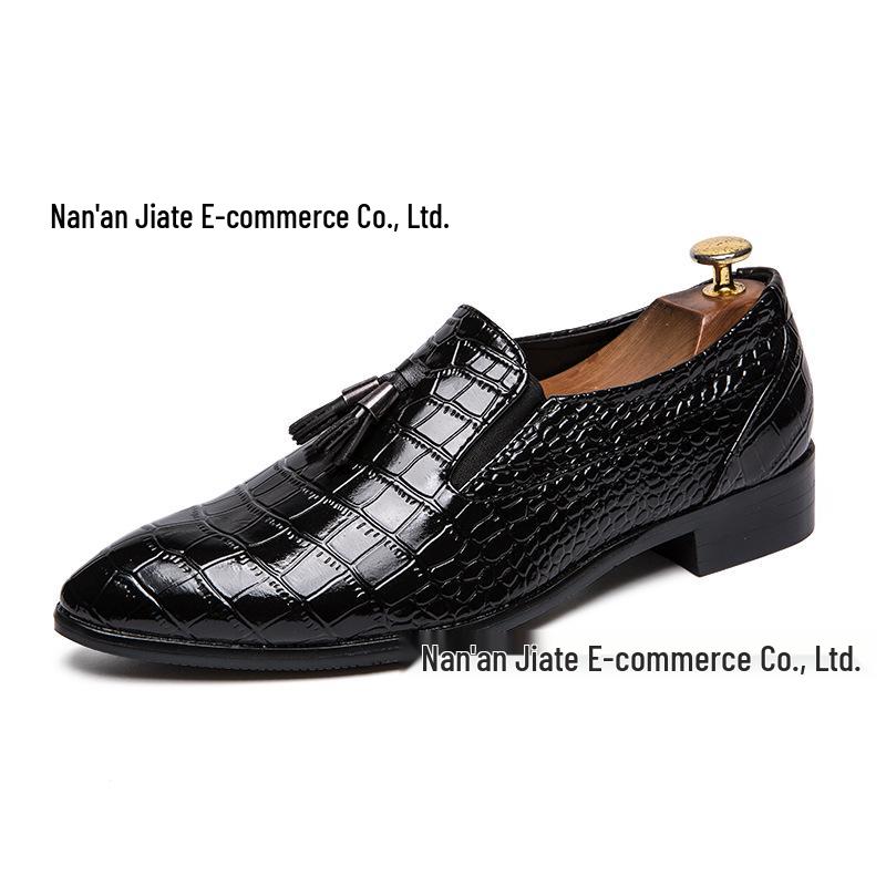 Men's British Style Tassel Loafers - Pointed Toe Leather Slip-on Formal & Casual Office Shoes