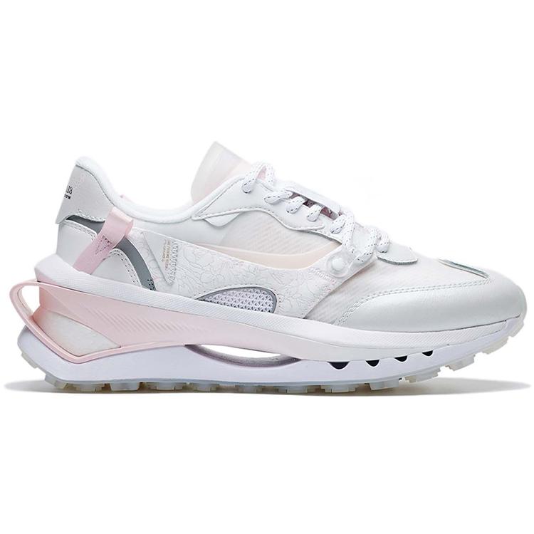 Li Ning Fangyuan Premium Kirschblüte Limitierte Edition Vintage Niedrige Sportschuhe Freizeit Schuhe Damen Weiß Rosa AGCS122-1