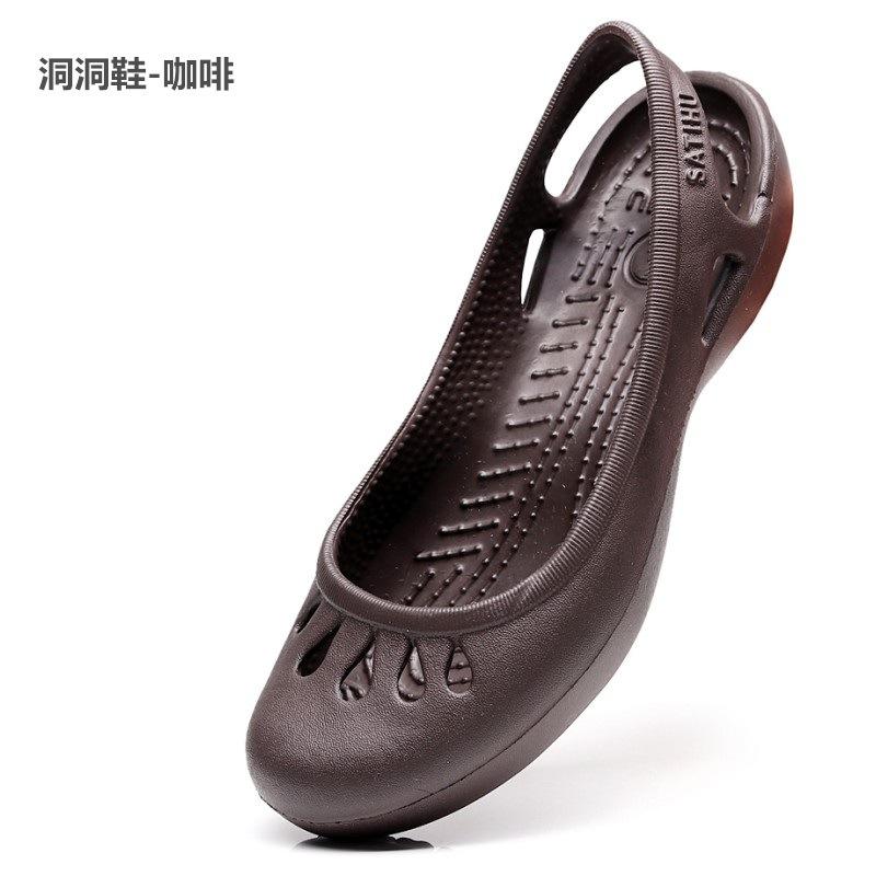 

Japanese summer sandals flat heel hole shoes women s soft sole non-slip lightweight bag head cool slippers wedge heel beach shoes sole w9