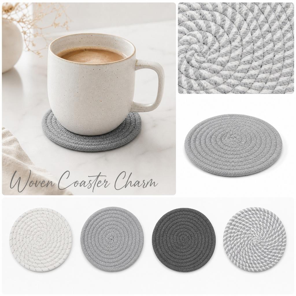 Round Jute Set of 4 - Natural Woven Drink