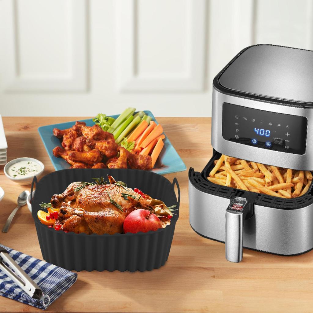 Reusable Air Fryer Liner Oven Baking Plate Silicone Basket Accessories For Cake Pizza Fried Chicken Cooking Kitchen Cookware