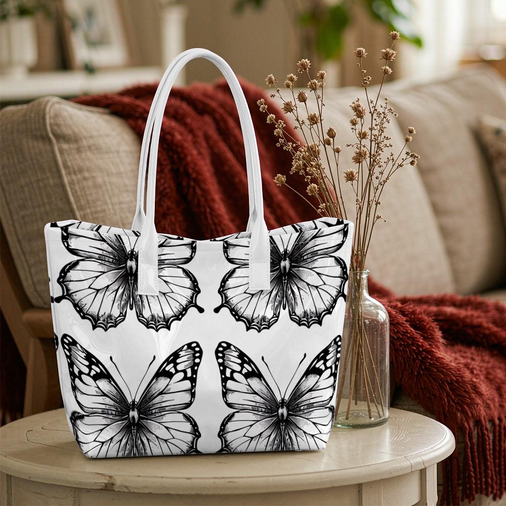 Butterfly Pattern Tote Bag Casual Fashion Handbag for Daily Use Portable Stylish Carry Bag for Women