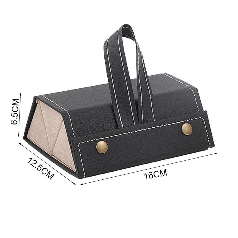 Glasses Storage Box With Multiple Compartments Large Capacity Portable Leather Foldable Sunglasses Storage Box