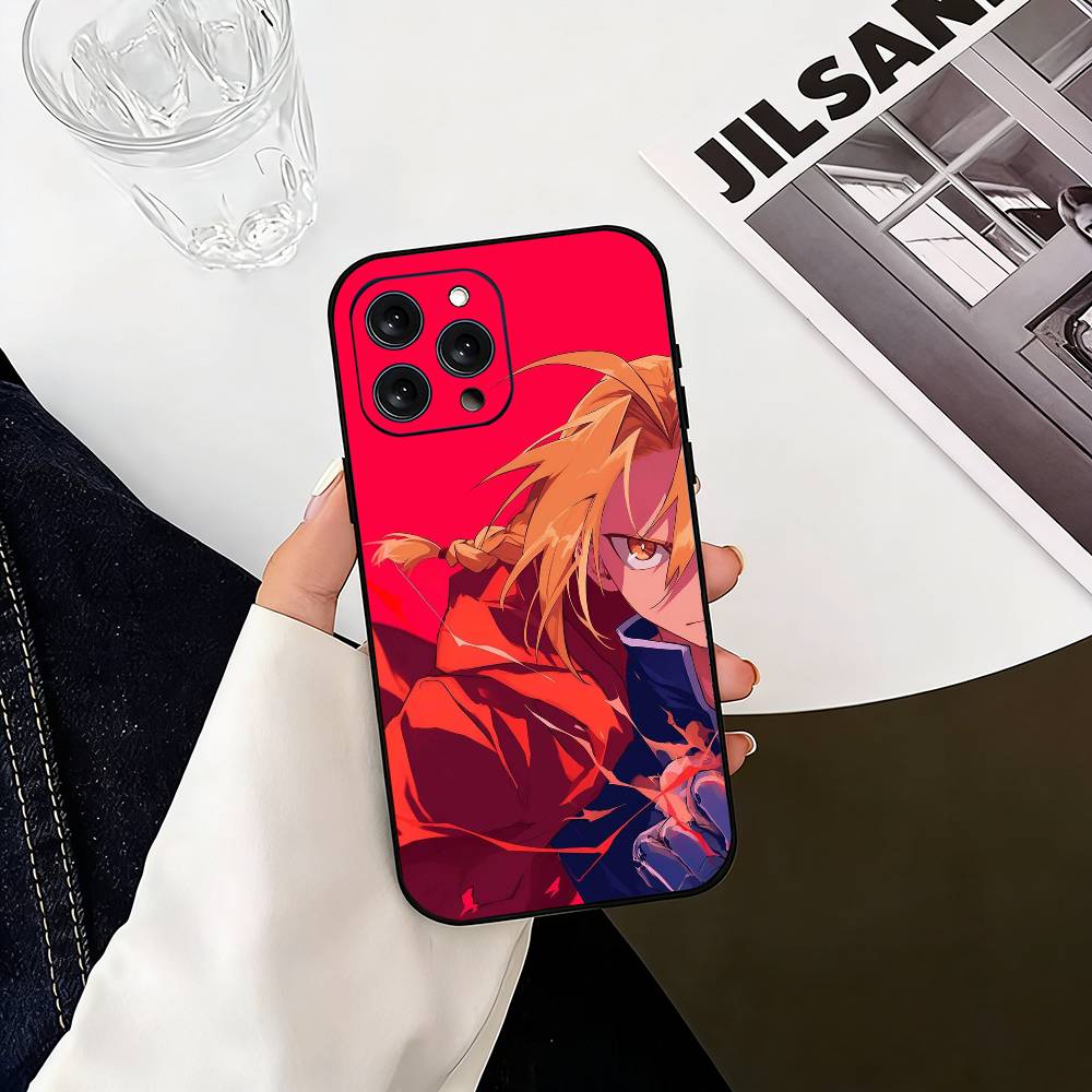 Edward Elric Fullmetal Alchemist Anime Phone Case For iPhone 17, 16,15,14,13,12,11 Plus,Pro Max, Others Soft Black Cover