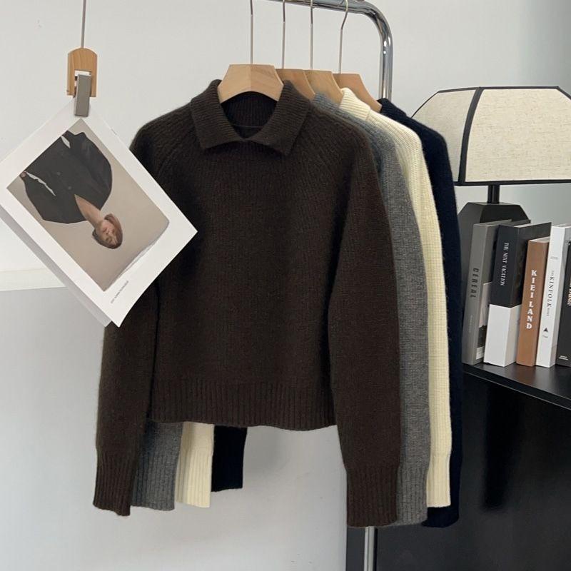 Fashion France Knit Long Sleeve Tops Woman Design Loose Slim Solid Sweater Female Retro Chic Elegant Casual Thicken Warm Clothes New