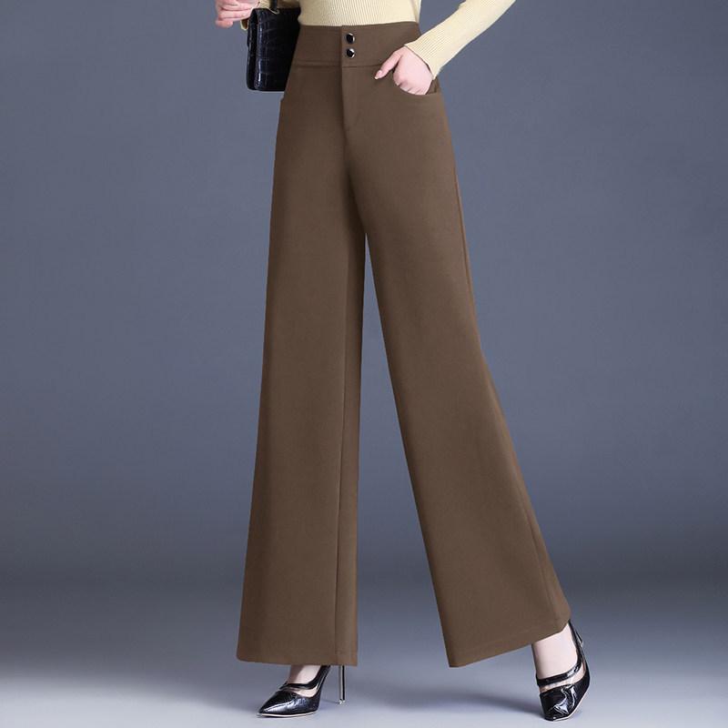 2026 Spring/Autumn Women s High-End Wool Flannel Wide-Leg Pants 30 / Waist 2 feet 3 / 120-132 lbs