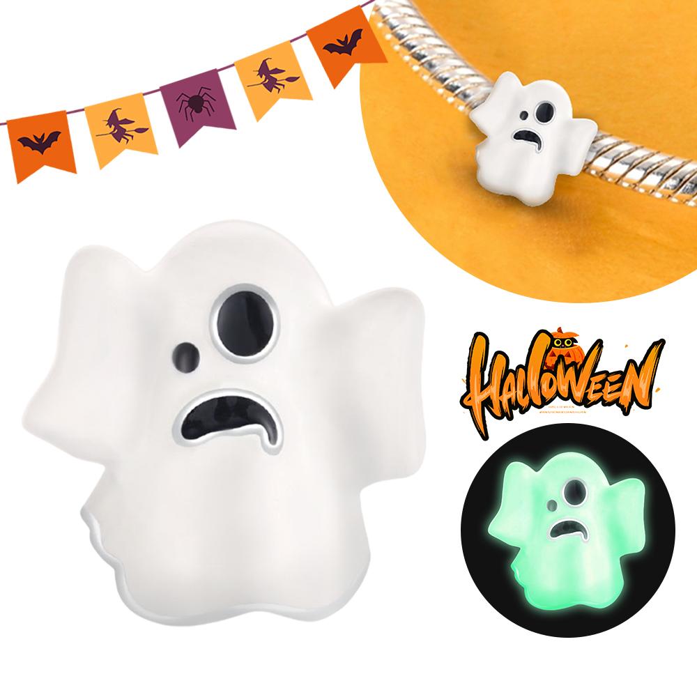 Halloween Party Copper Luminous Skeleton Coffin Pendant Beads Fit Charms Bracelet For Jewelry Making Women Gifts