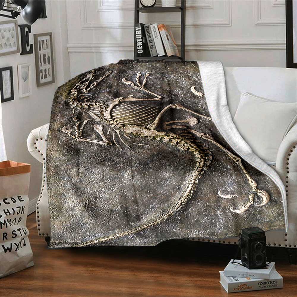 Dinosaur Fossil Display Cozy Blanket Soft Warm Cozy Perfect for Sofa Couch Office Bed Picnics for All Occasions Modern Style Unique Accessory Y3