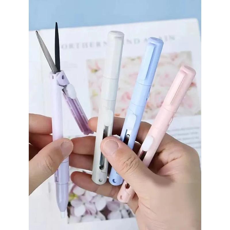 1 PIÈCE Ciseaux Pliables Simples Coupe-papier Couteau 2 en 1 Multifonctionnel Forme de Stylo de Poche Outils de Découpe pour Scrapbooking Gravure