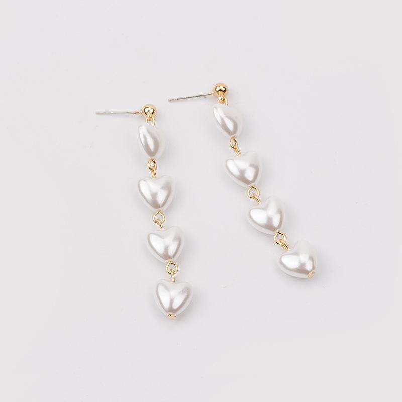 Love Earrings, High-End Pearl Earrings, Temperament Long Fringed Pearl Stud Earrings For Women