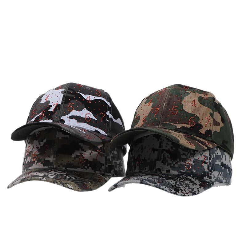 Camouflage baseball cap women's European and American fashion rivets hot diamond military training cap spot