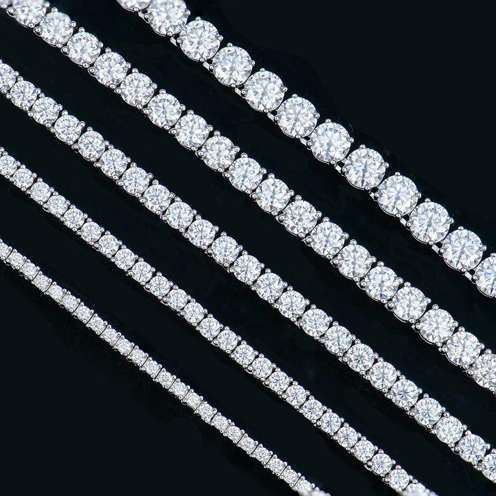 Men's Moissanite Tennis Chain Necklace in Gold-Plated 925 Sterling Silver - Luxurious, Simple Hip Hop Jewelry