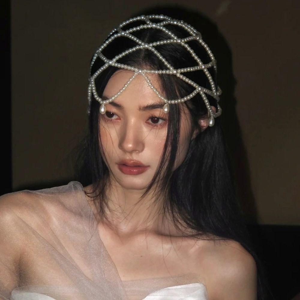 White Pearls Hairband Luxury Boho Headband Fashion Pearls Head Chain  Head Accessories